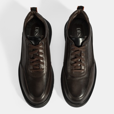  Erkek Kahve Bağcıklı Deri Günlük Ayakkabı