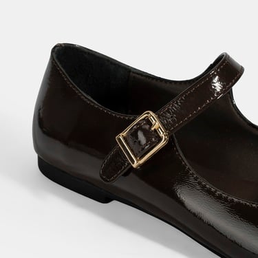  Kadın Kahve Ayarlanabilir Tokalı Deri Babet