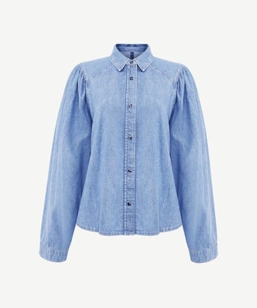  YARGICI Balon Kollu Denim Gömlek