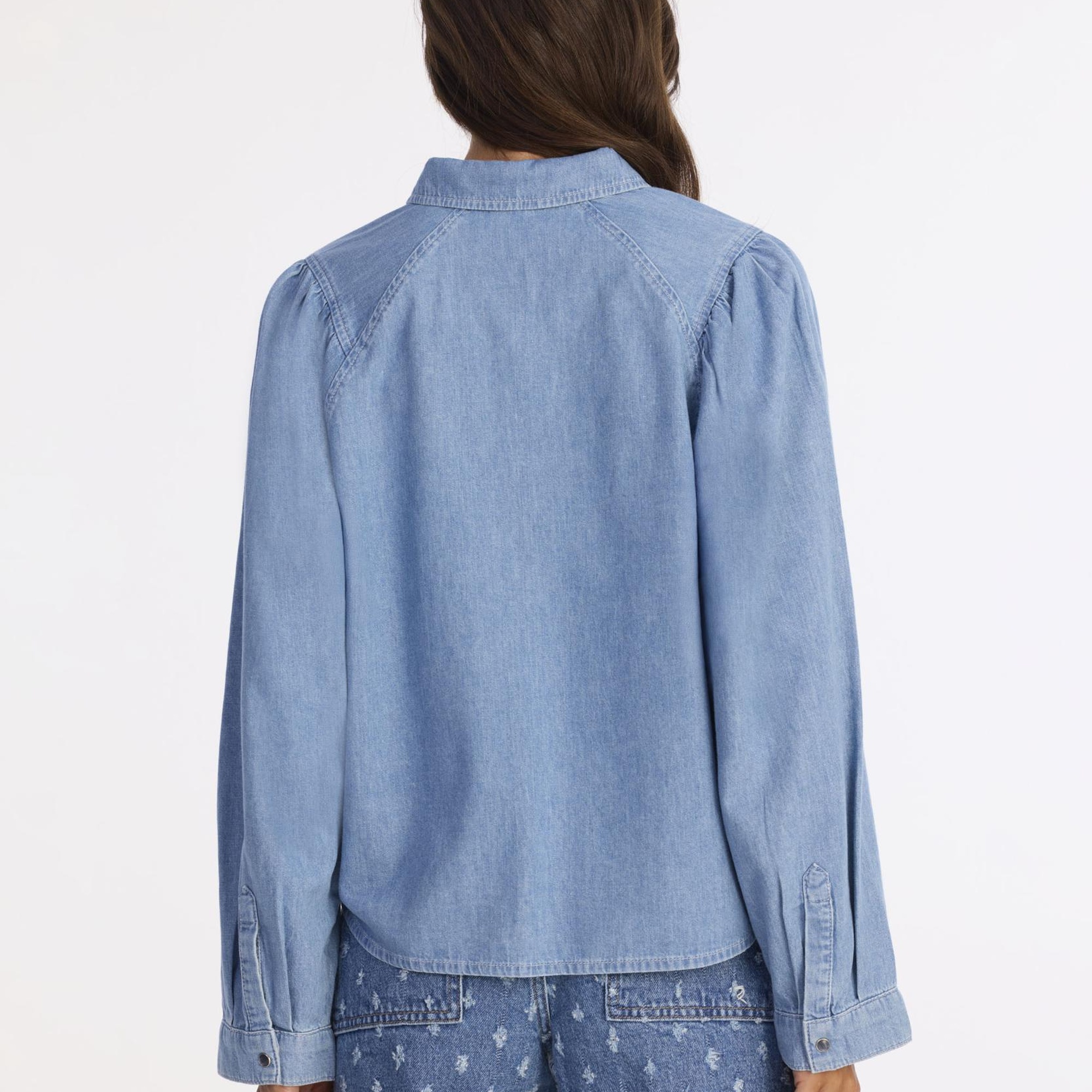 YARGICI Balon Kollu Denim Gömlek