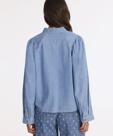  YARGICI Balon Kollu Denim Gömlek