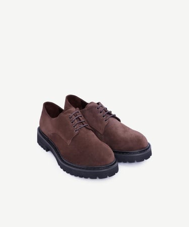  YARGICI Kalın Tabanlı Bağcıklı Deri Düz Ayakkabı