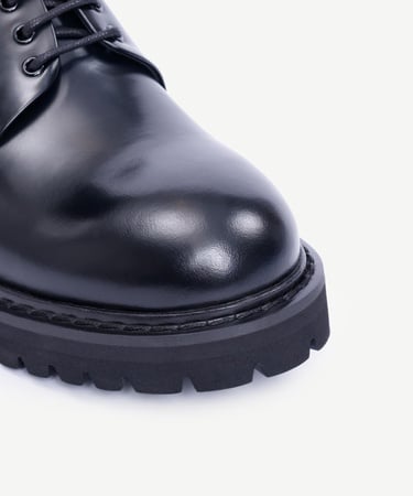  YARGICI Kalın Tabanlı Bağcıklı Deri Düz Ayakkabı