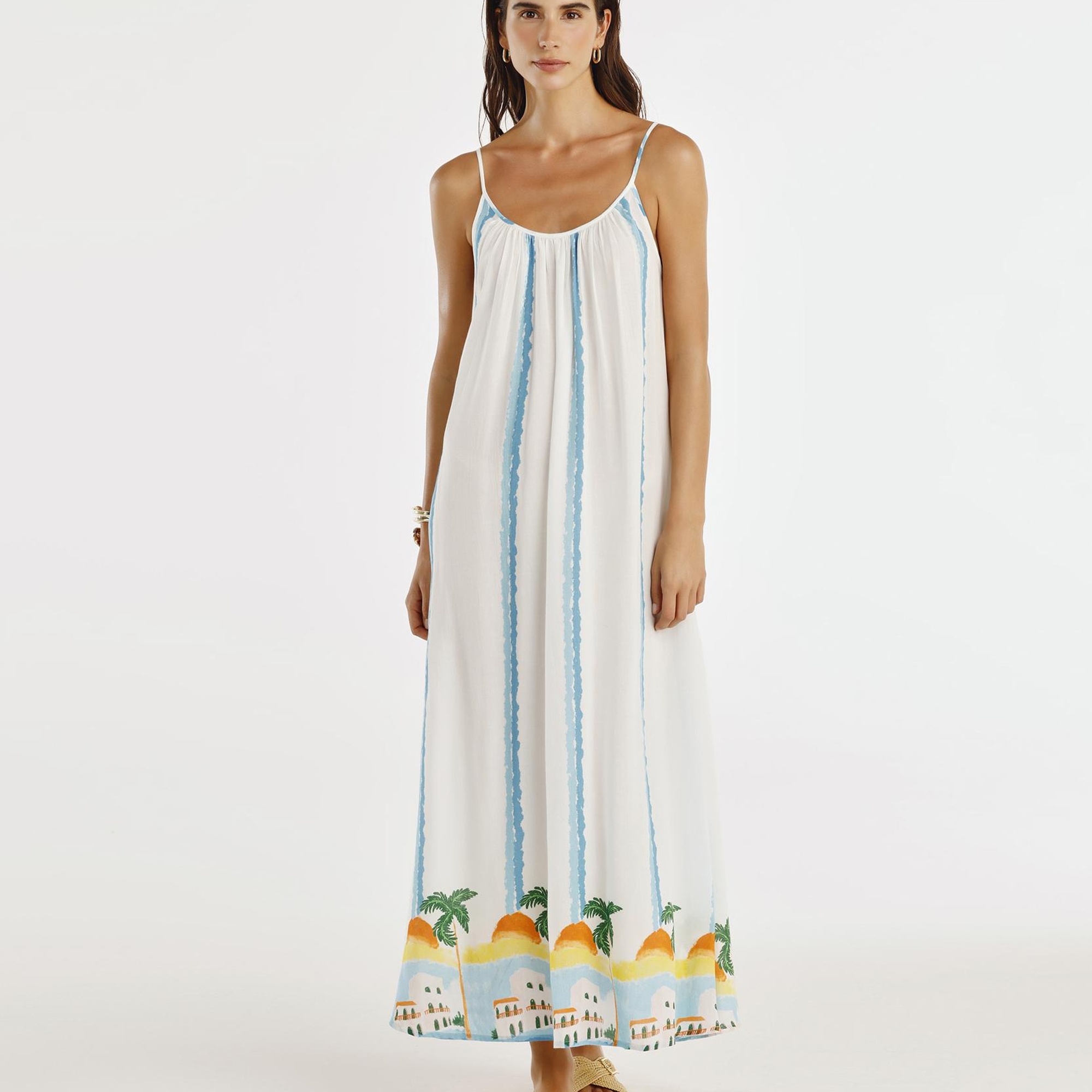 YARGICI İnce Askılı Kolsuz Uzun Elbise