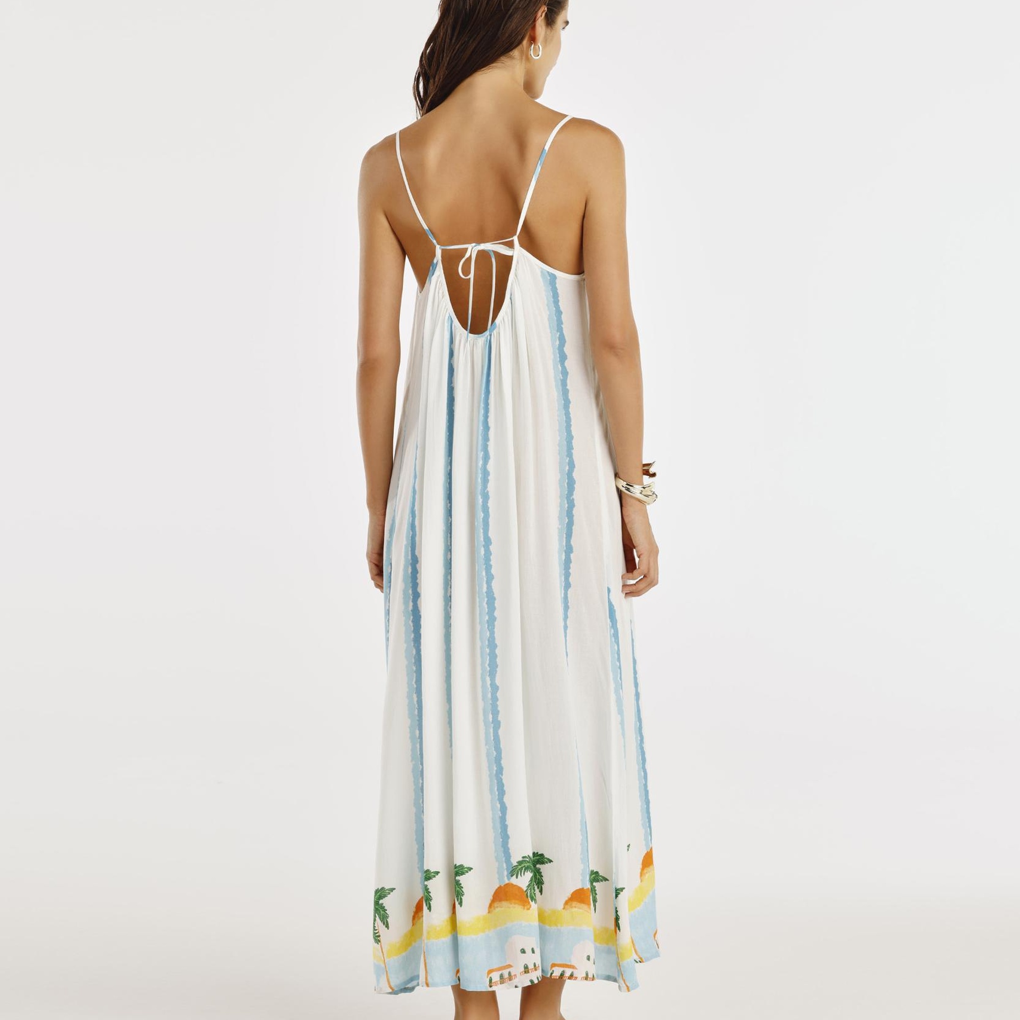 YARGICI İnce Askılı Kolsuz Uzun Elbise