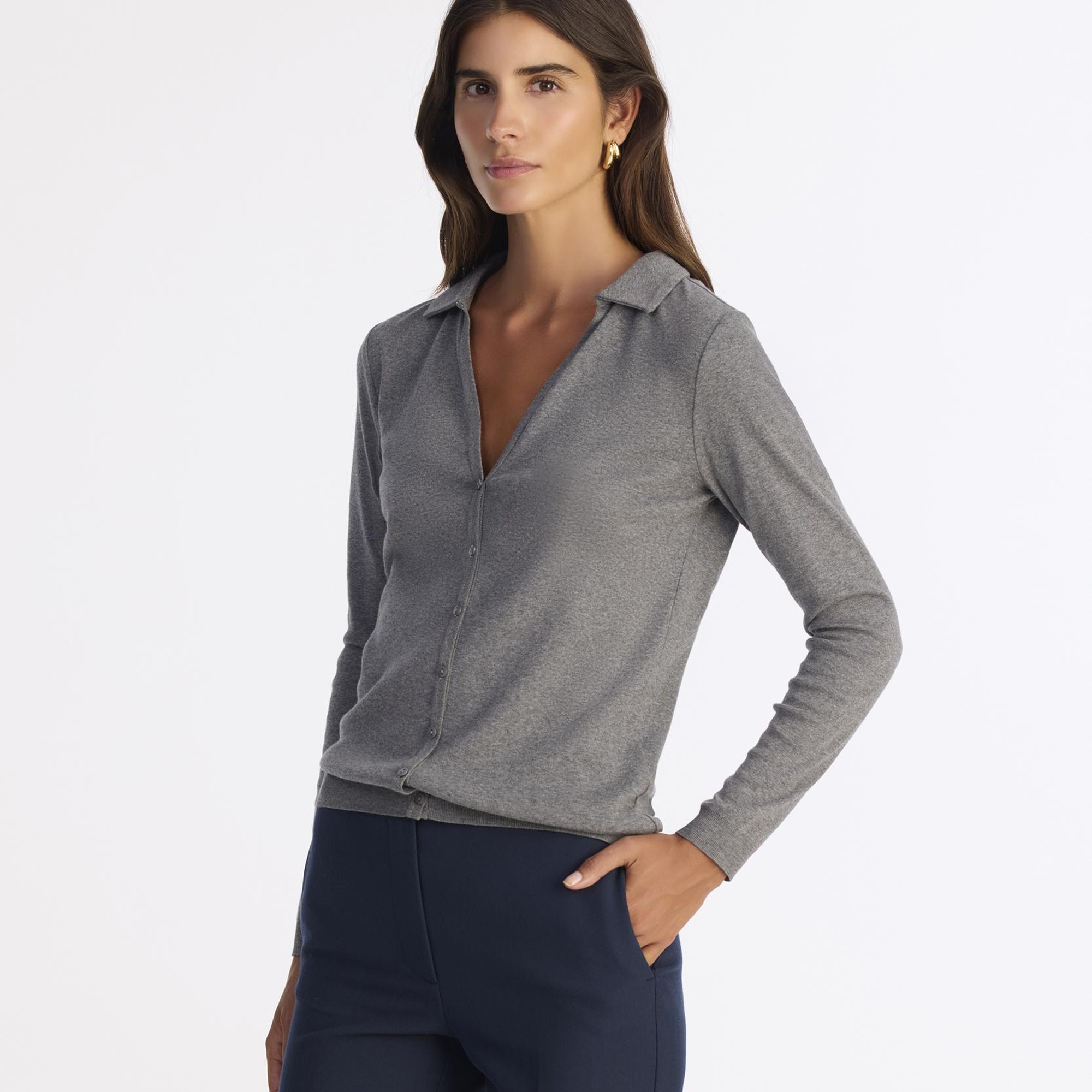 YARGICI Yaka Detaylı Uzun Kollu Hırka