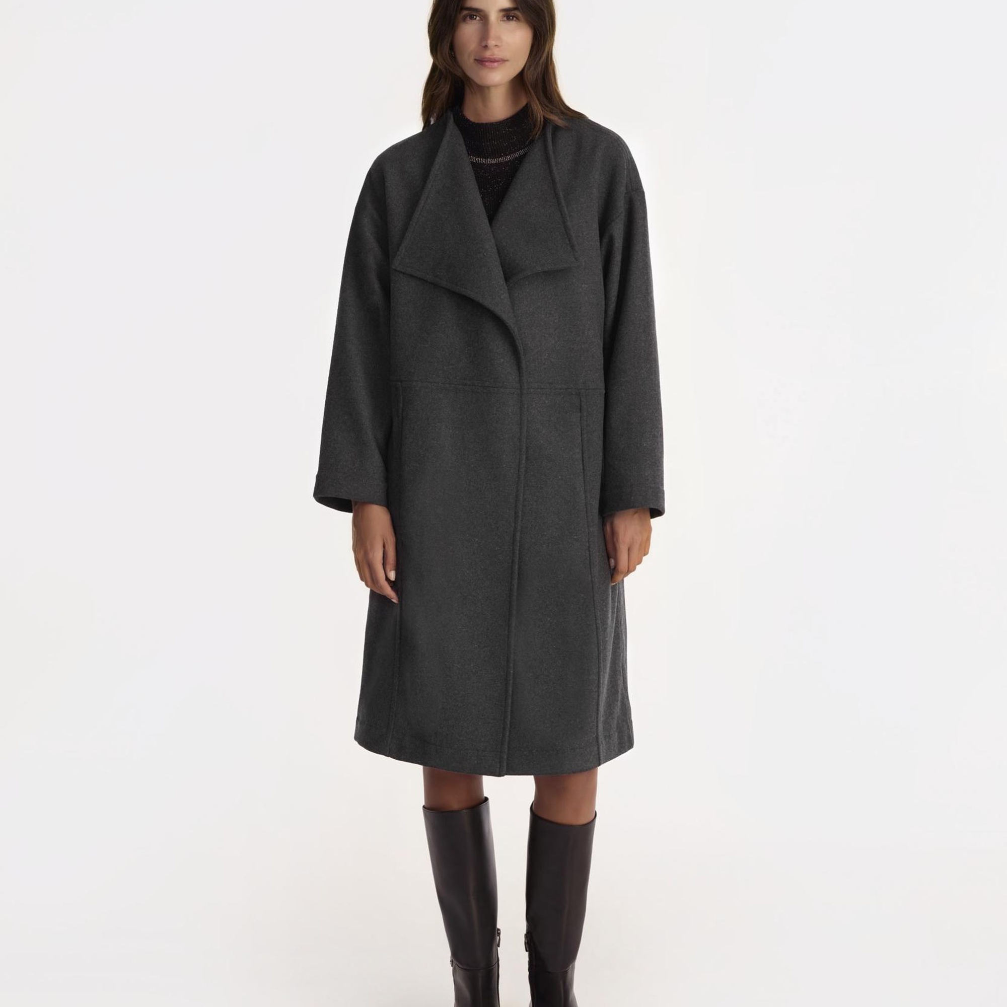 YARGICI Geniş Şal Yaka Uzun Kol Palto