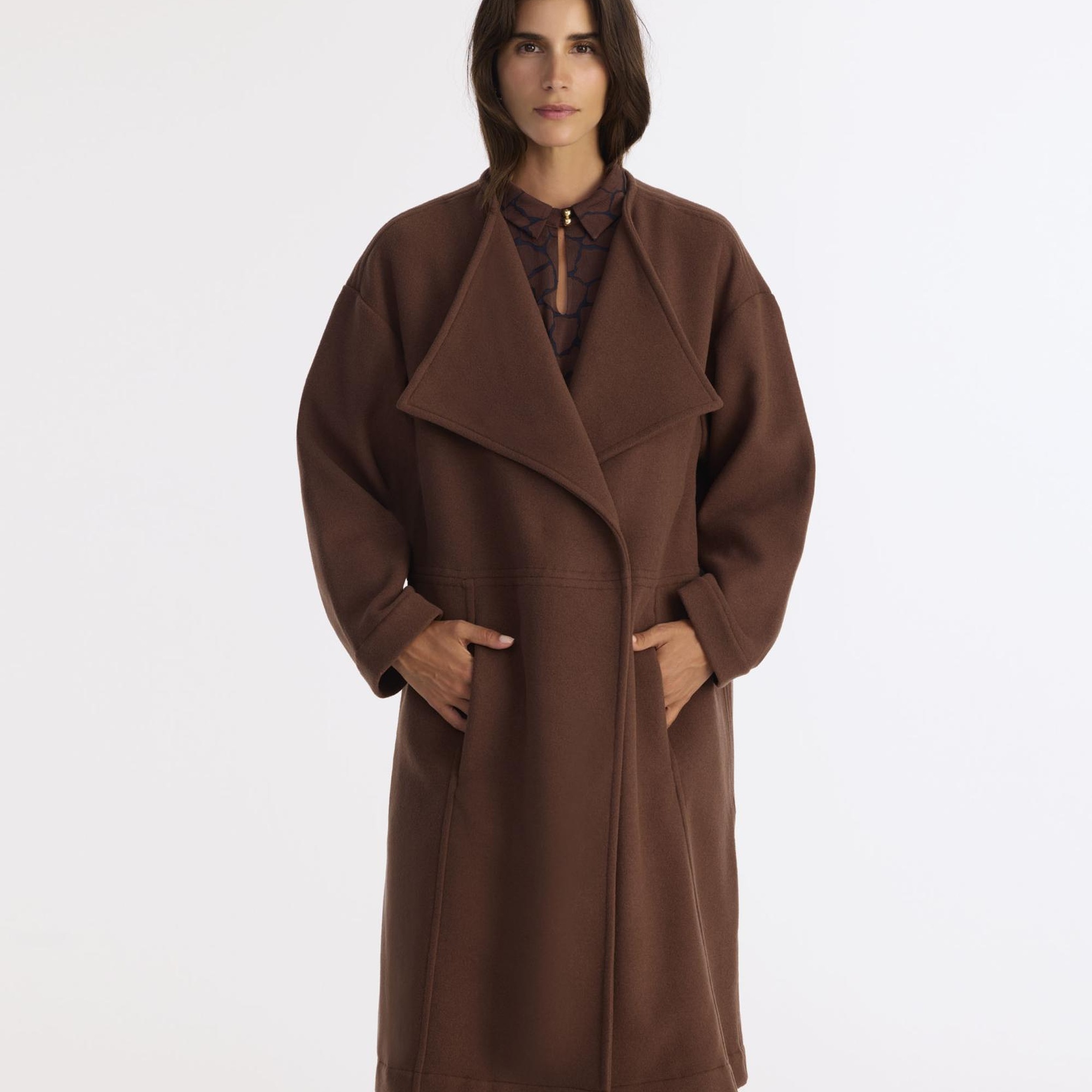 YARGICI Geniş Şal Yaka Uzun Kol Palto