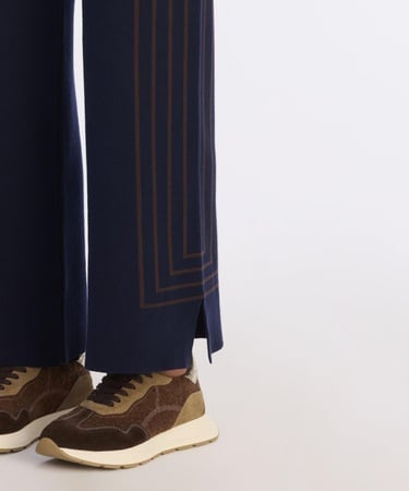  YARGICI Çizgili Rakat Kalıp Triko Pantolon