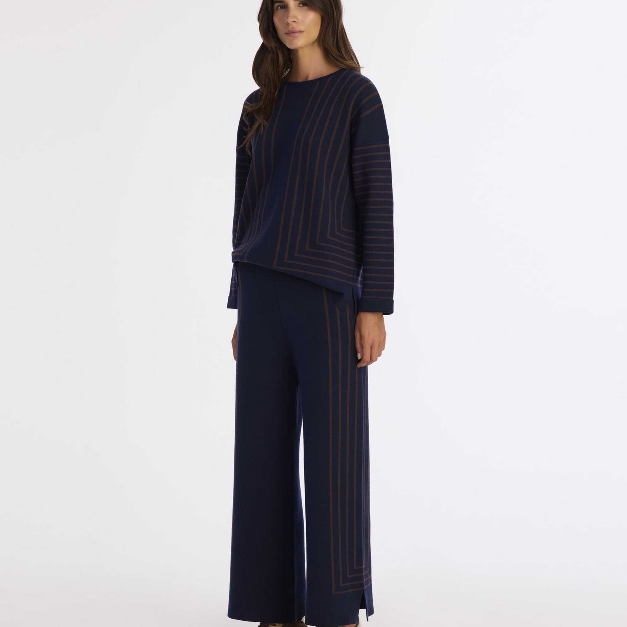 YARGICI Çizgili Rakat Kalıp Triko Pantolon