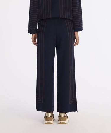  YARGICI Çizgili Rakat Kalıp Triko Pantolon