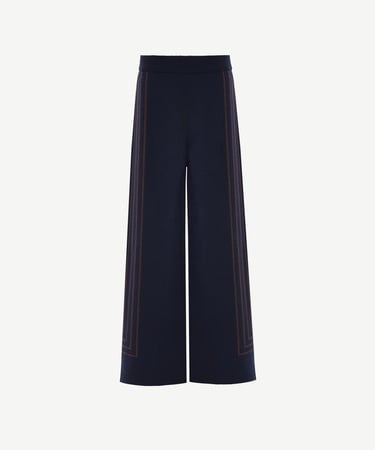  YARGICI Çizgili Rakat Kalıp Triko Pantolon