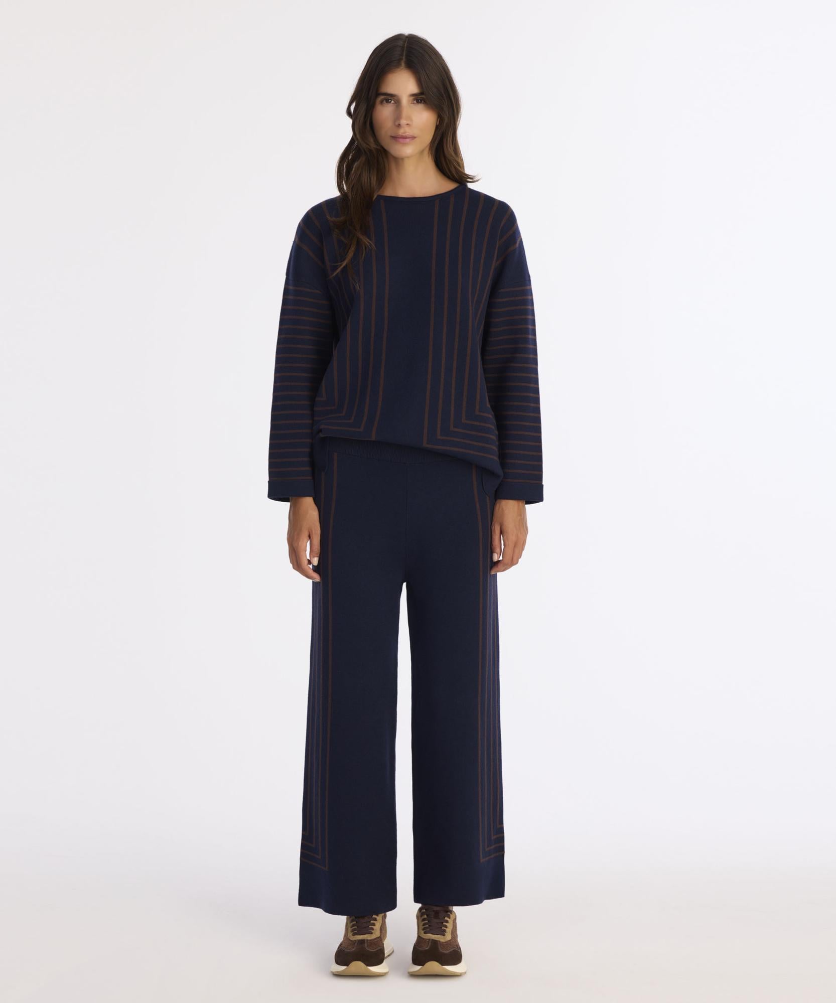  YARGICI Çizgili Rakat Kalıp Triko Pantolon