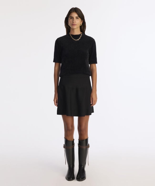  YARGICI Volanlı Kısa Triko Etek