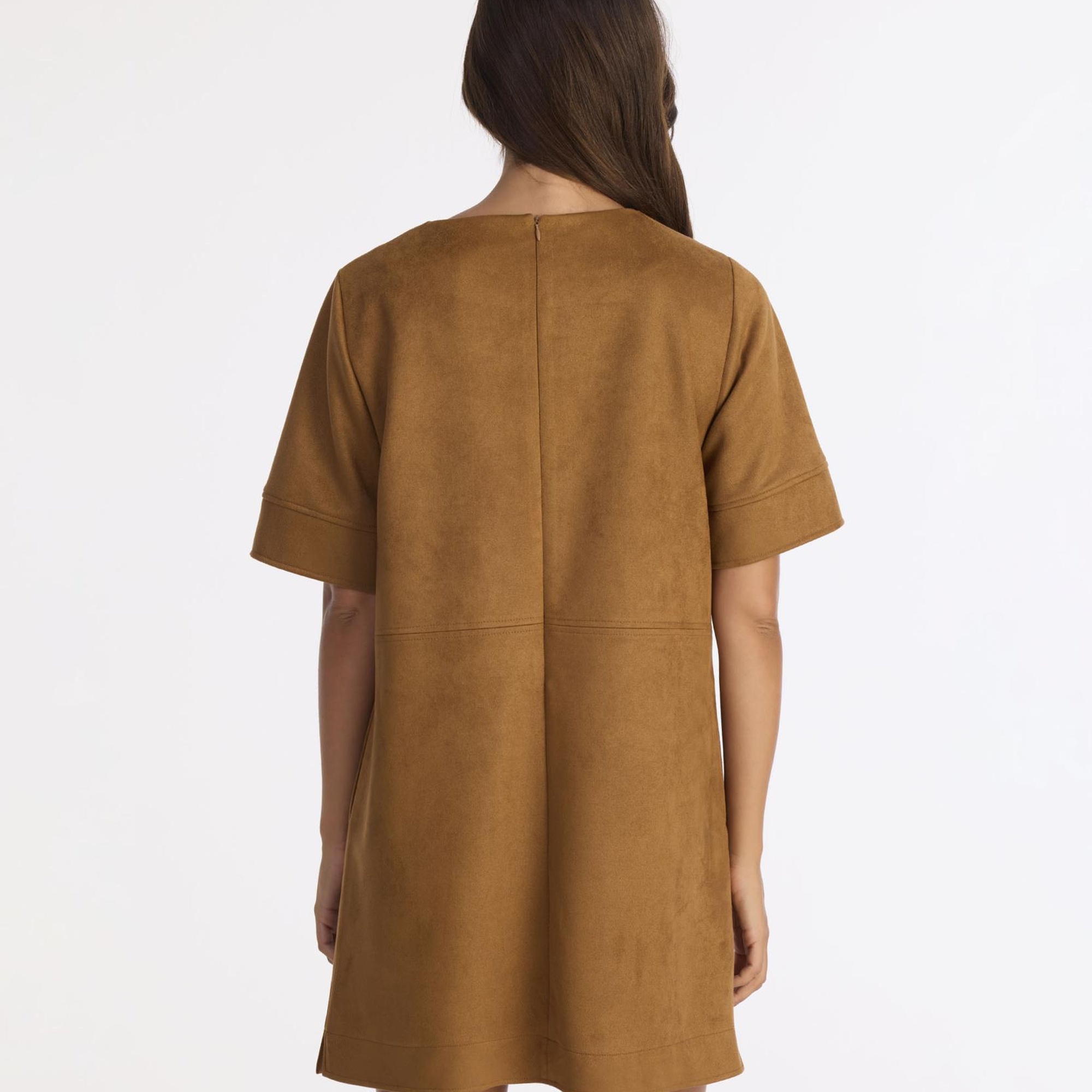 YARGICI Düz Kayık Yaka Kısa Kol Elbise