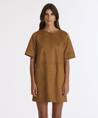  YARGICI Düz Kayık Yaka Kısa Kol Elbise