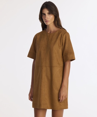  YARGICI Düz Kayık Yaka Kısa Kol Elbise