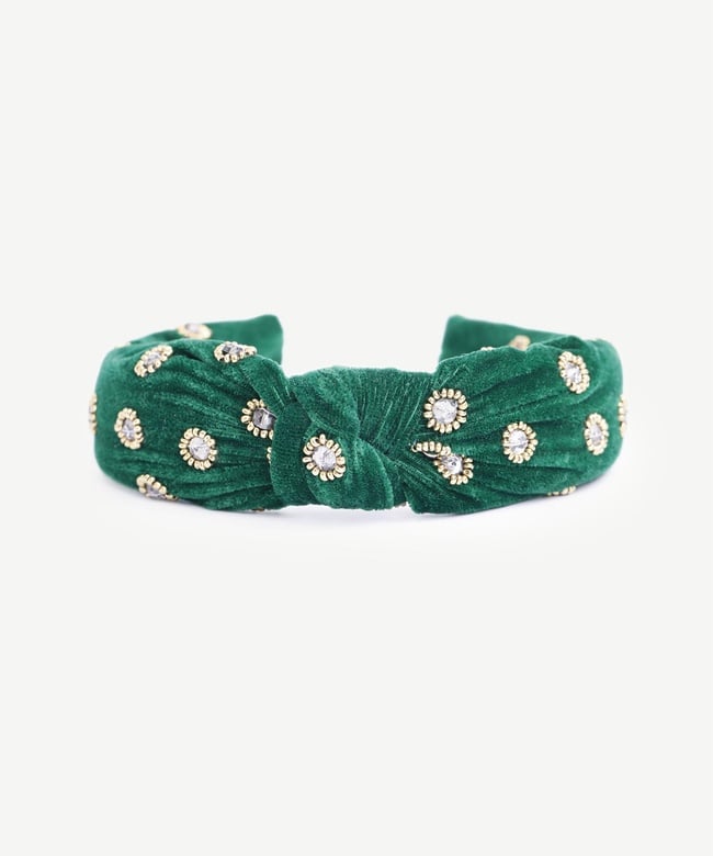  YARGICI Akrilik Boncuk Detaylı Kadife Taç