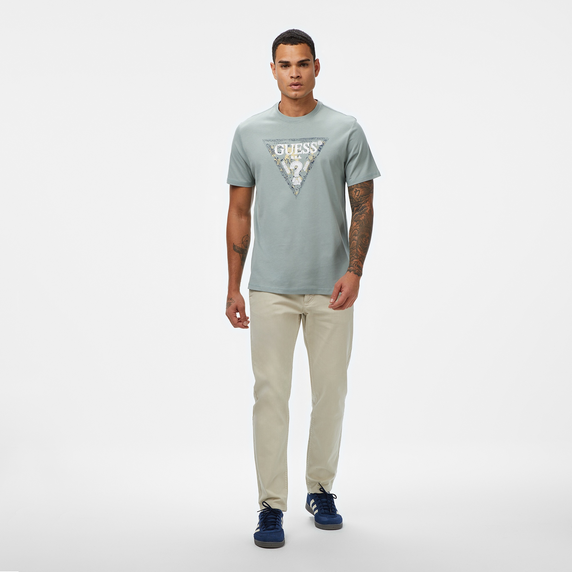 Guess Triangle Regular Fit Erkek Gri T-Shirt