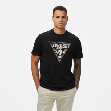  Guess Triangle Regular Fit Erkek Siyah T-Shirt