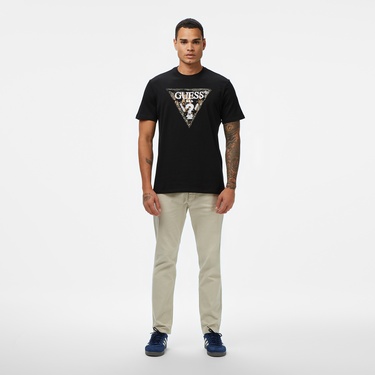  Guess Triangle Regular Fit Erkek Siyah T-Shirt