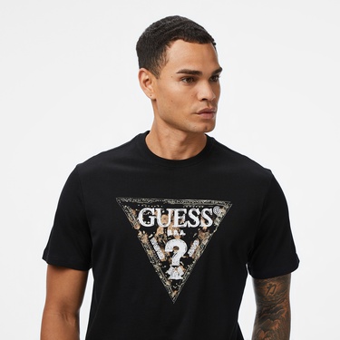  Guess Triangle Regular Fit Erkek Siyah T-Shirt
