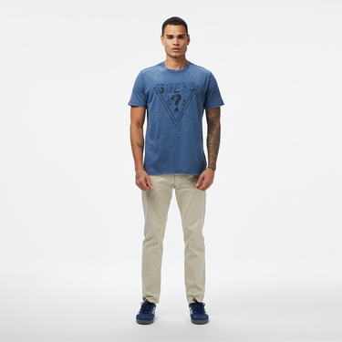  Guess Embroid Regular Fit Erkek Mavi T-Shirt