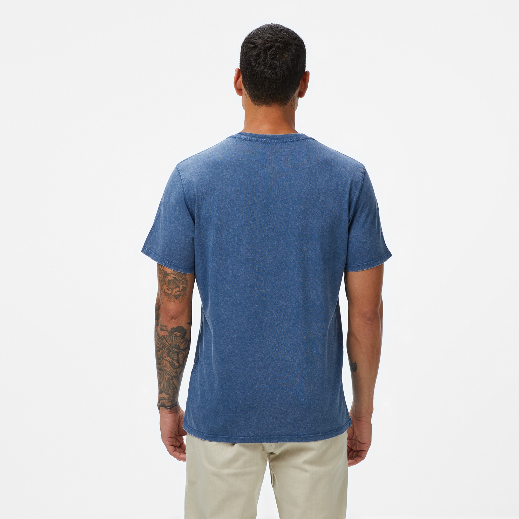 Guess Embroid Regular Fit Erkek Mavi T-Shirt