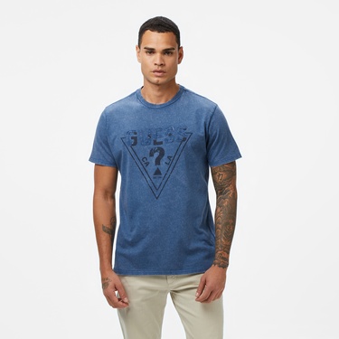  Guess Embroid Regular Fit Erkek Mavi T-Shirt
