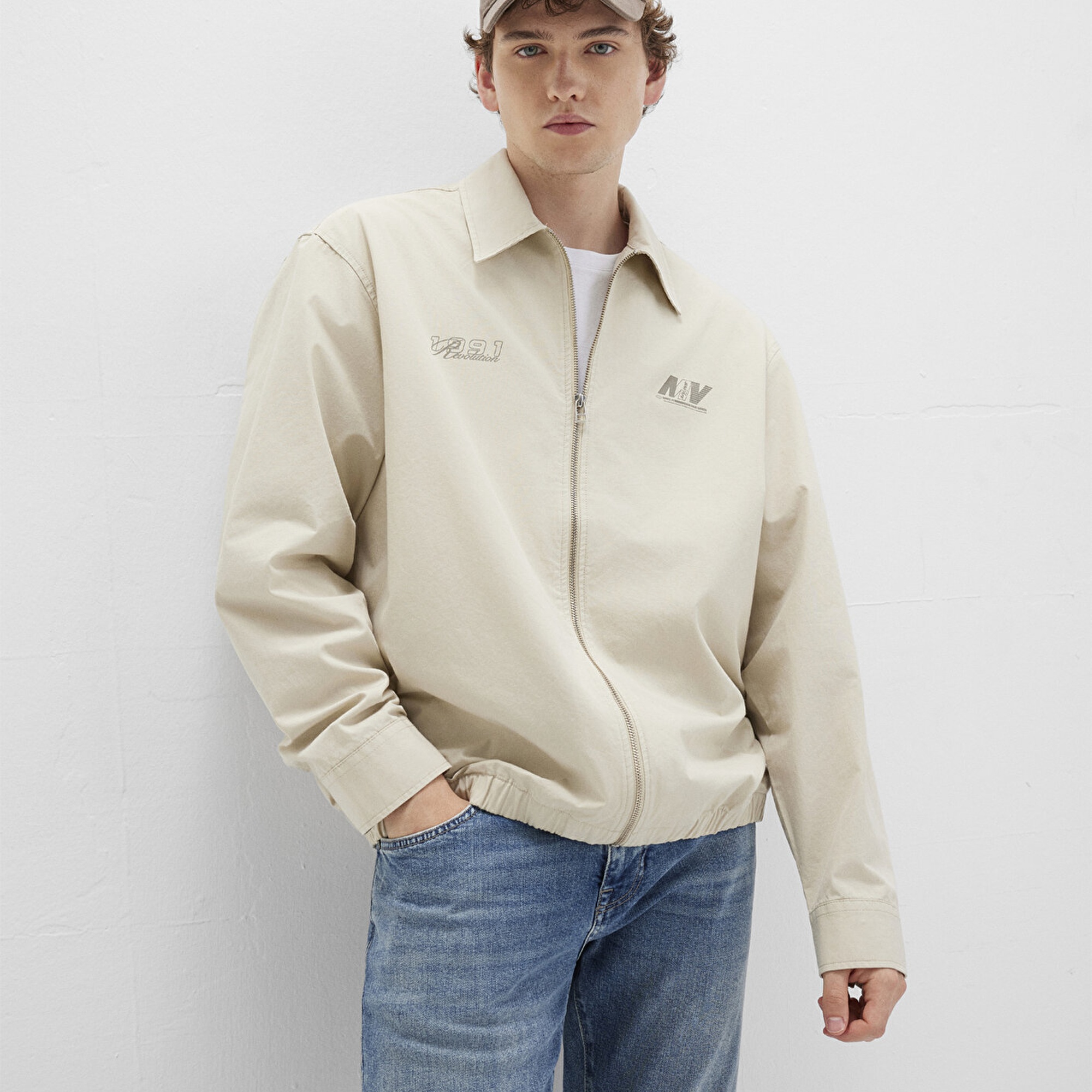 Mavi Ekru Gömlek Oversize / Geniş Kesim 0211690-70065