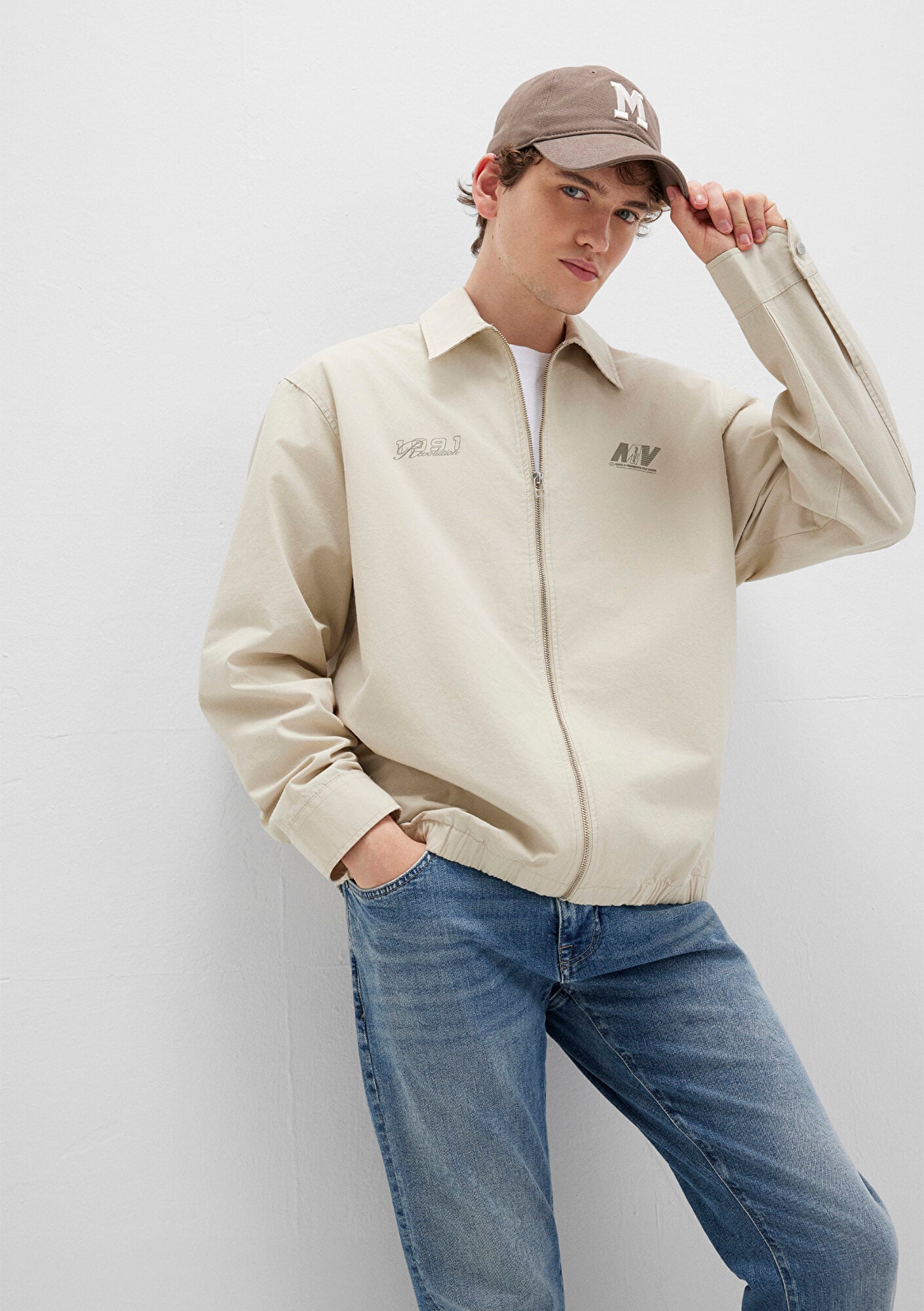  Mavi Ekru Gömlek Oversize / Geniş Kesim 0211690-70065