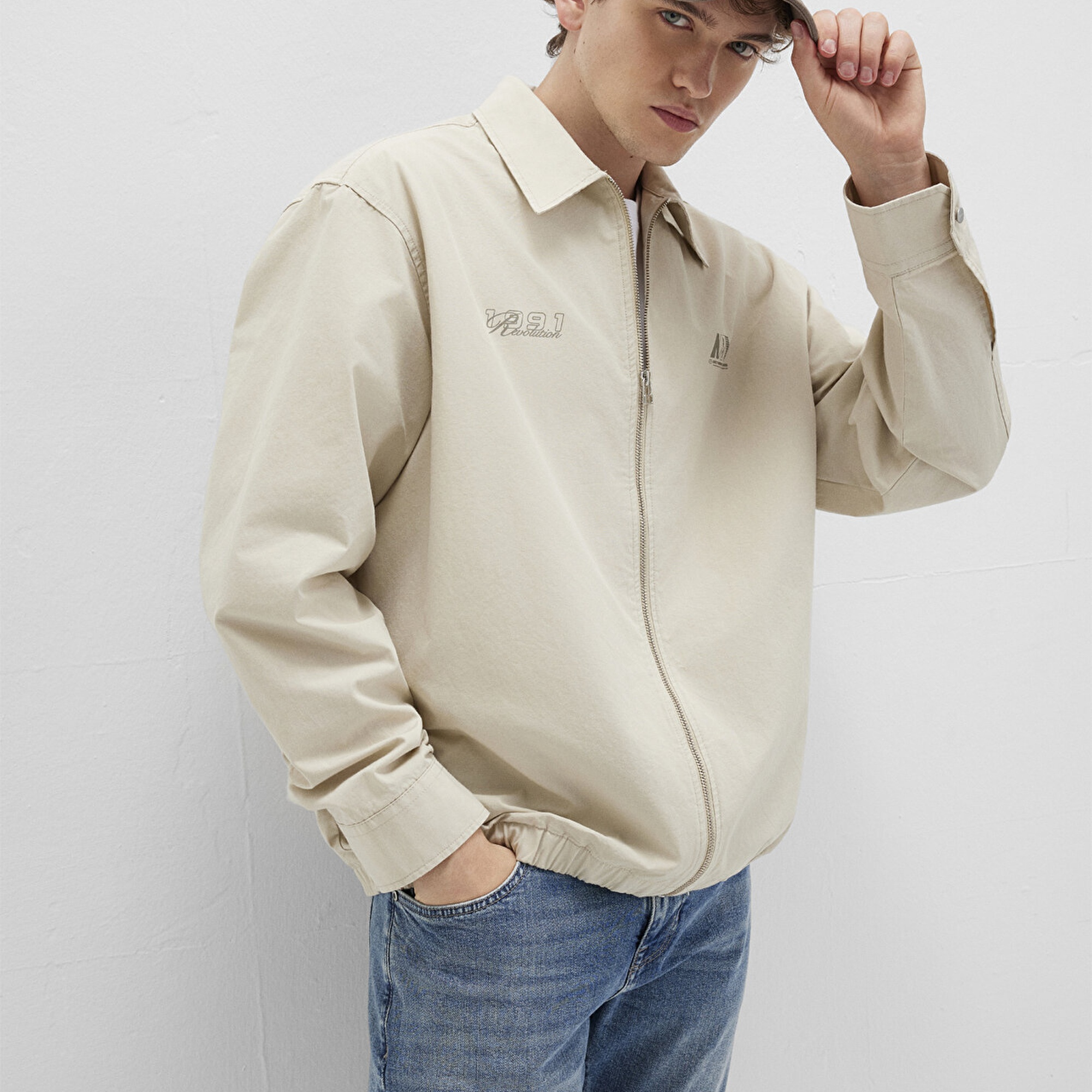 Mavi Ekru Gömlek Oversize / Geniş Kesim 0211690-70065