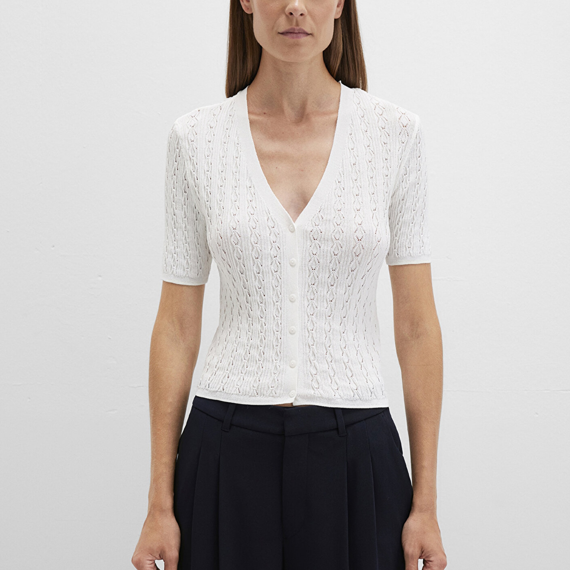 Mavi Ekru Hırka Crop / Kısa Kesim 1710779-70057