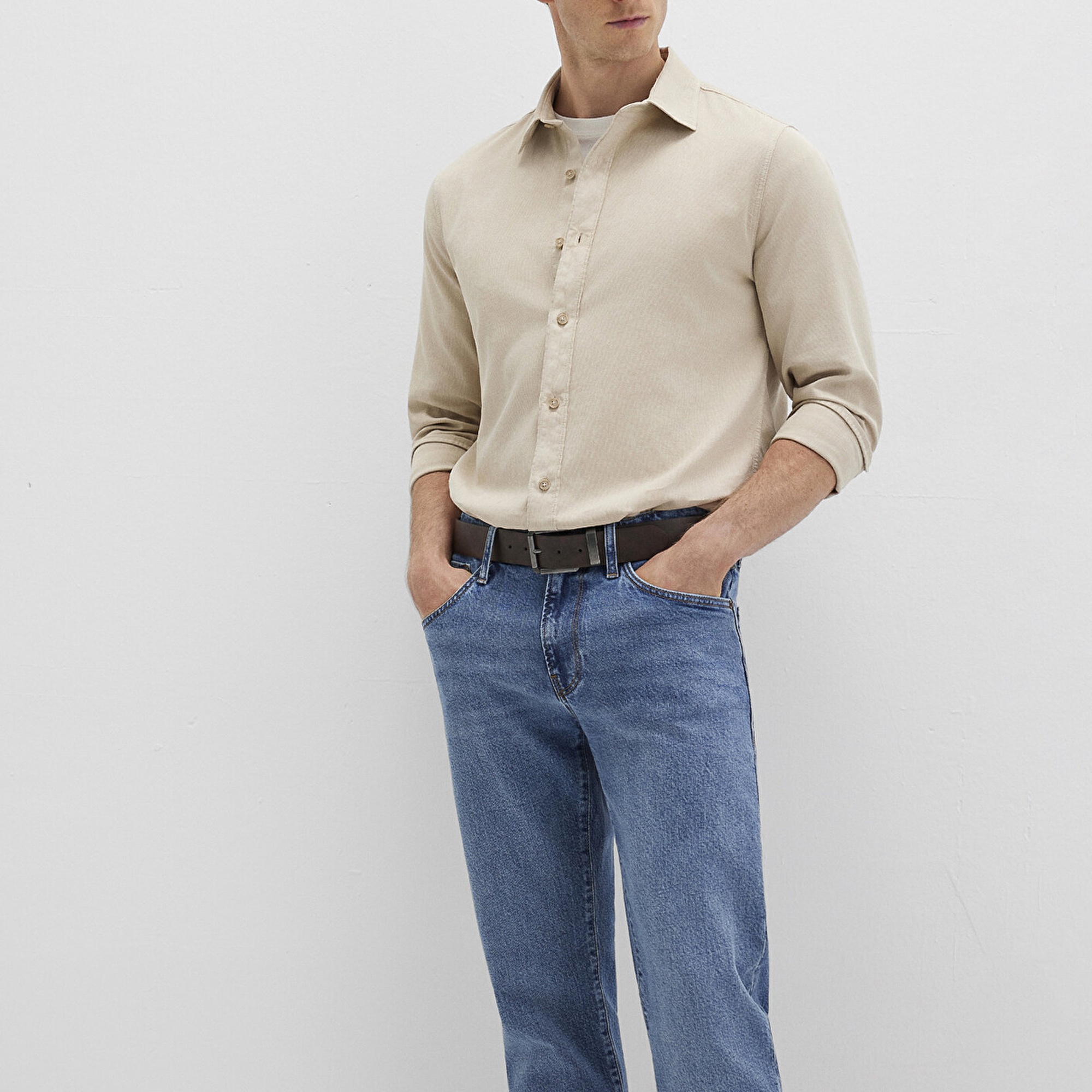 Mavi Bej Gömlek Regular Fit / Normal Kesim 0211641-70039