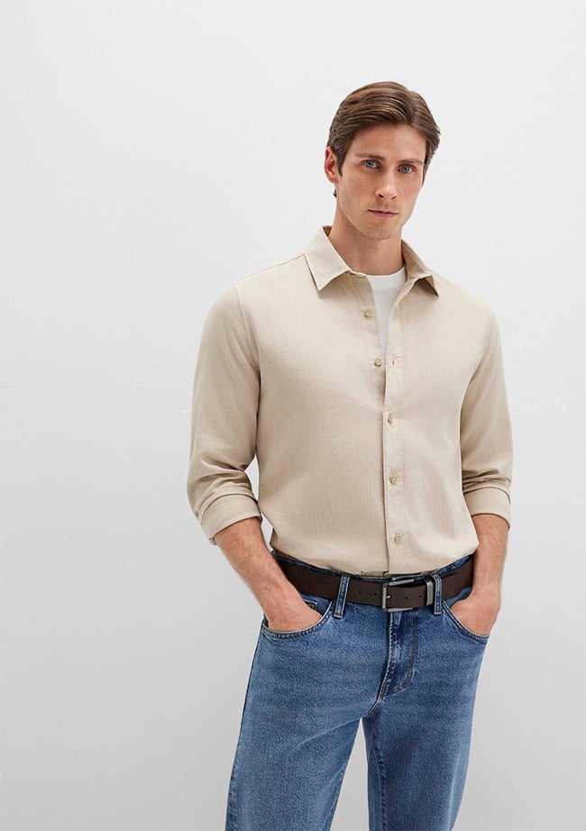  Mavi Bej Gömlek Regular Fit / Normal Kesim 0211641-70039