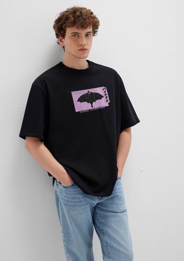  Mavi Batmann Baskılı Siyah Tişört Relaxed Fit / Rahat Kesim 0612920-900