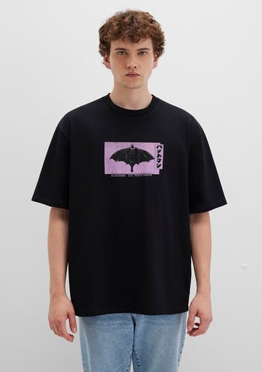  Mavi Batmann Baskılı Siyah Tişört Relaxed Fit / Rahat Kesim 0612920-900