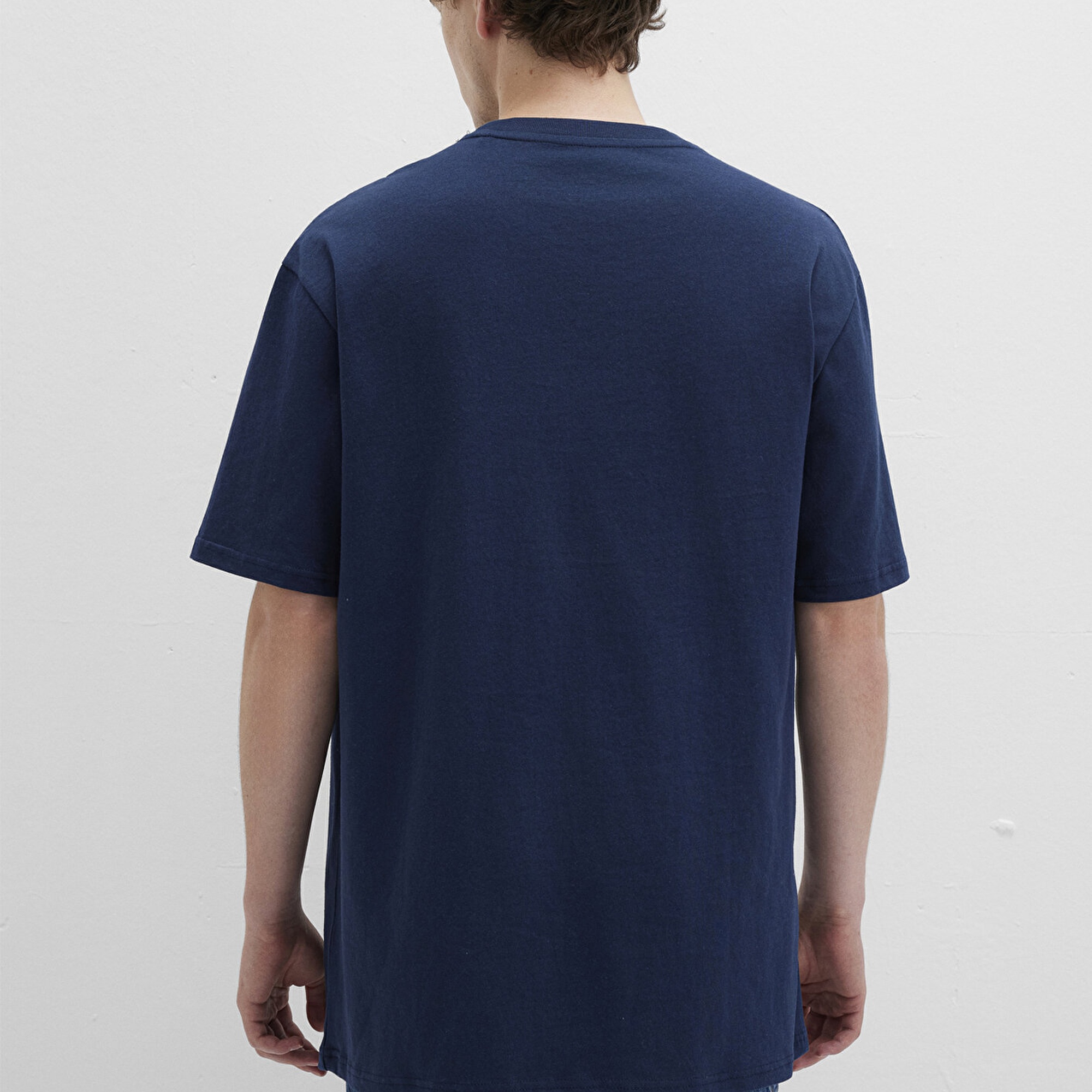 Mavi Baskılı Lacivert Tişört Loose Fit / Bol Rahat Kesim 0612850-89353