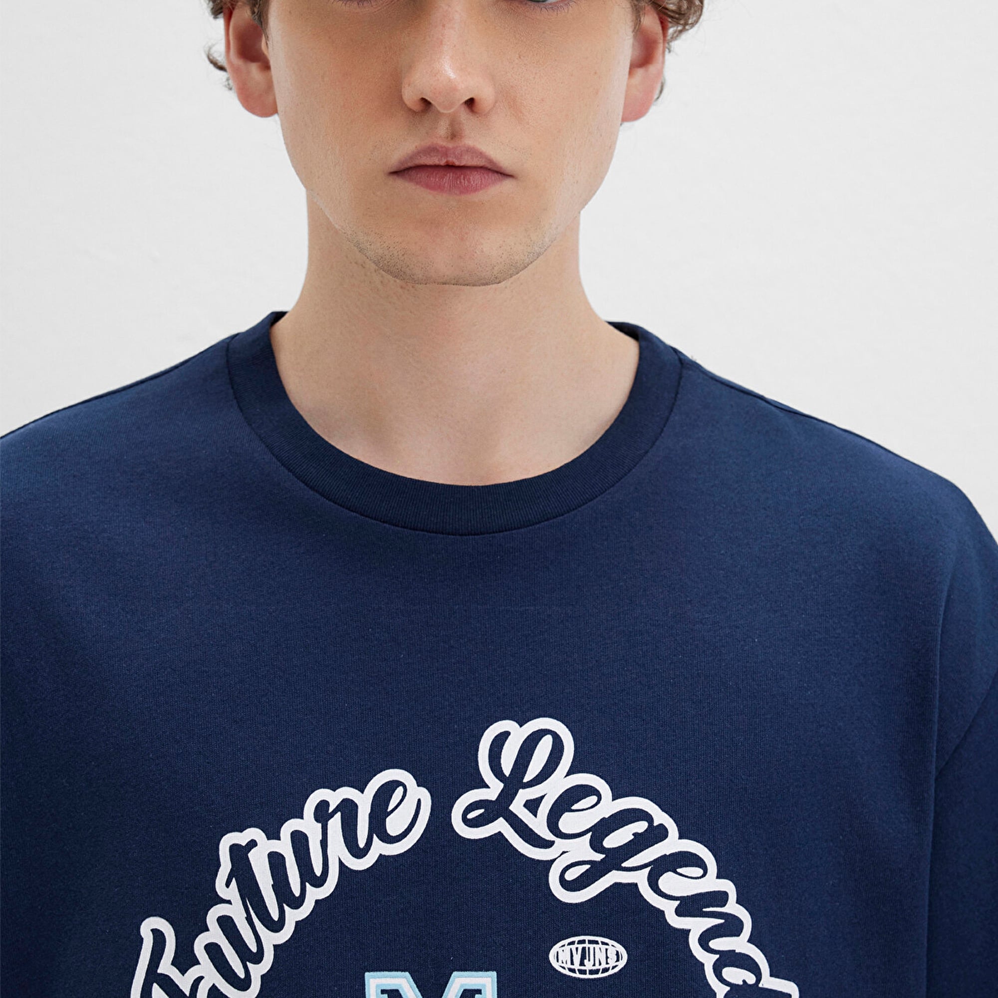 Mavi Baskılı Lacivert Tişört Loose Fit / Bol Rahat Kesim 0612850-89353