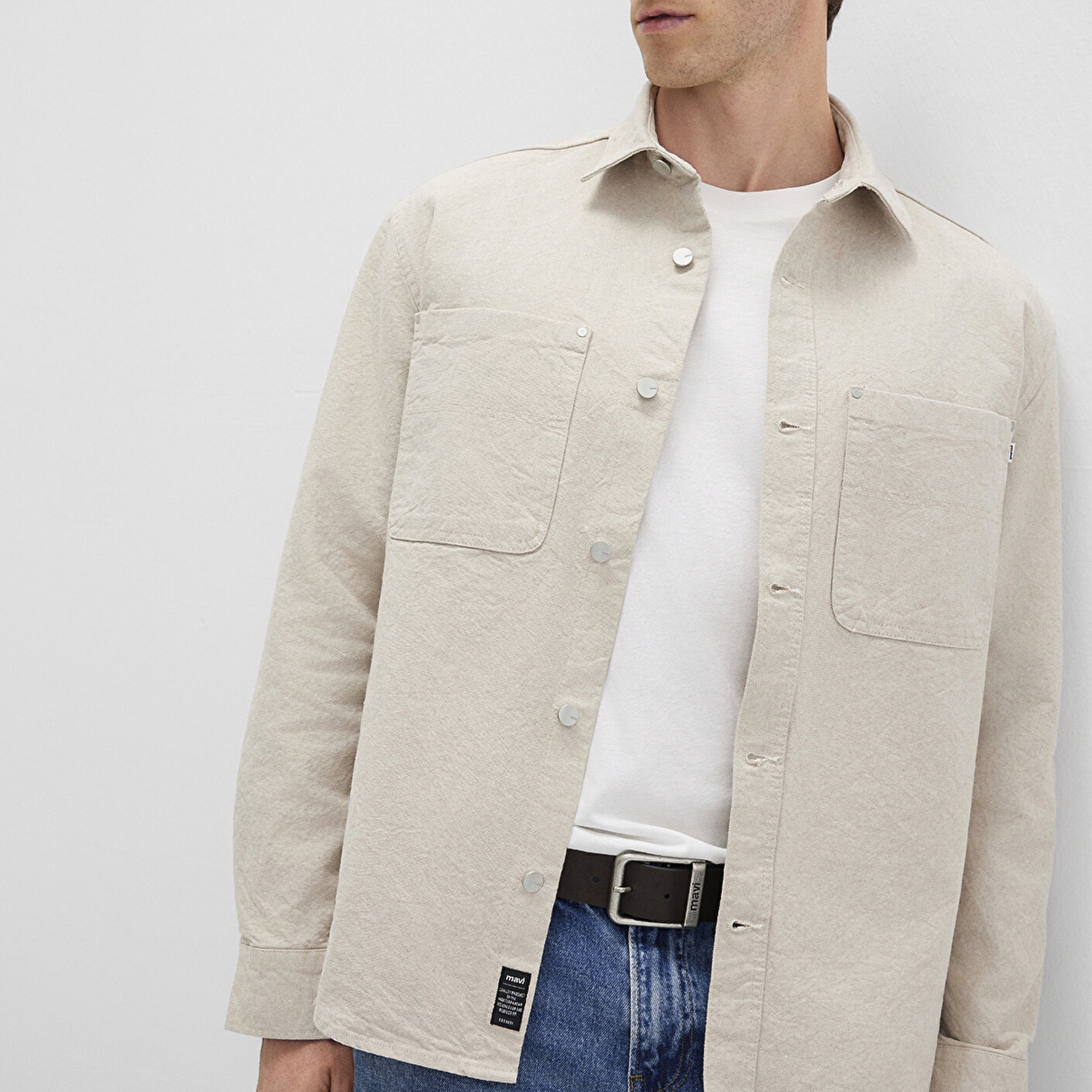 Mavi Bej Gömlek Loose Fit / Bol Rahat Kesim 0211636-70039