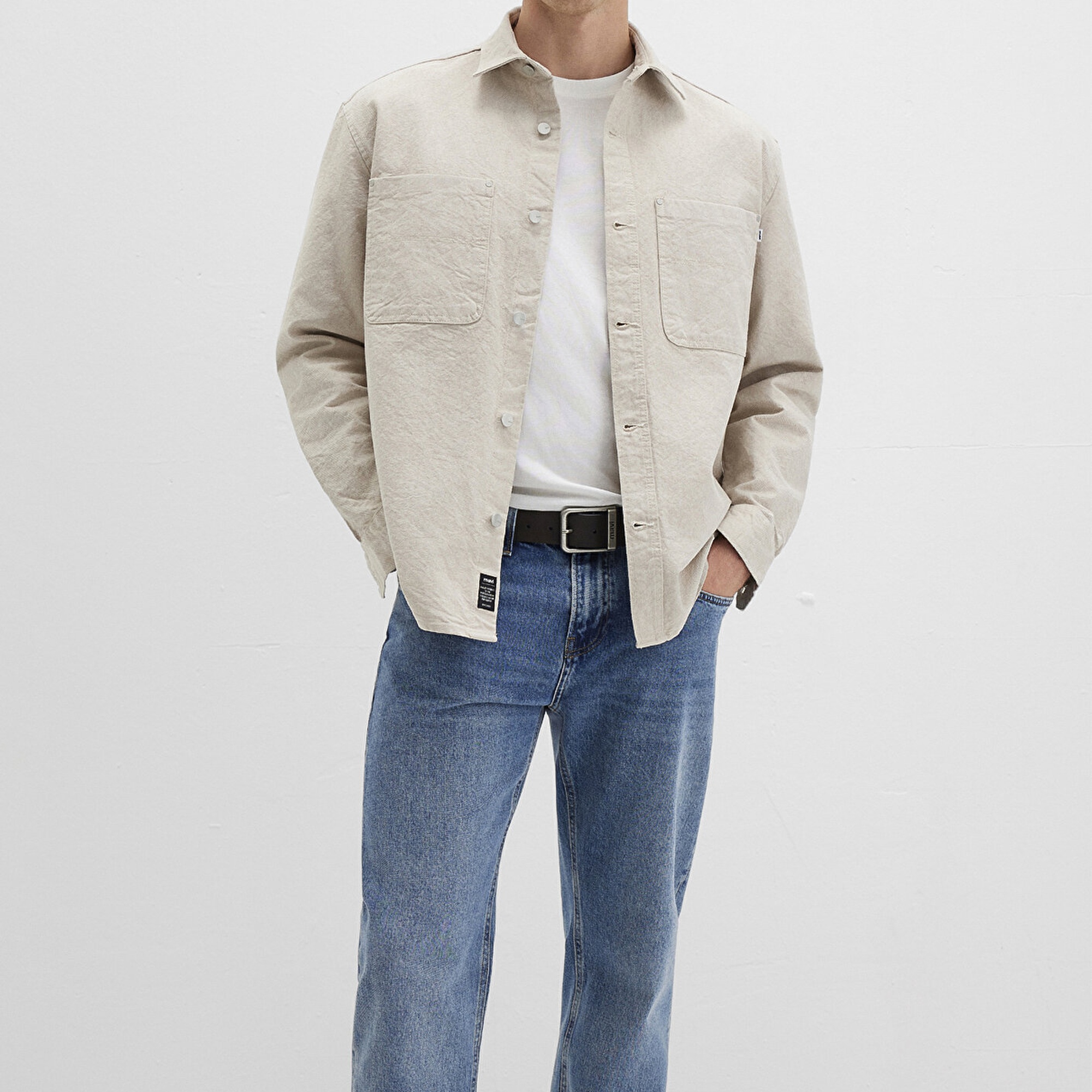 Mavi Bej Gömlek Loose Fit / Bol Rahat Kesim 0211636-70039