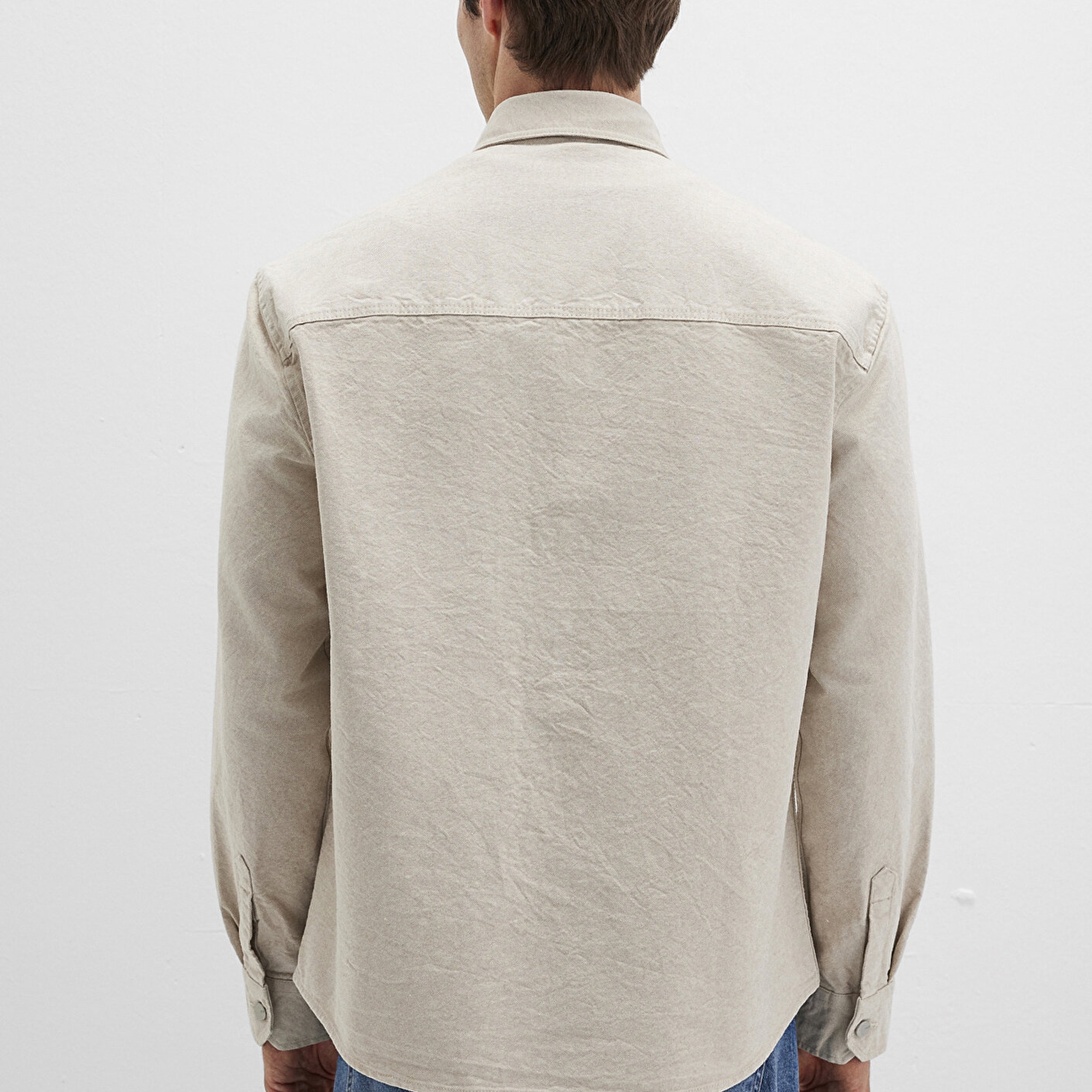 Mavi Bej Gömlek Loose Fit / Bol Rahat Kesim 0211636-70039