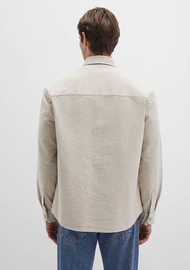  Mavi Bej Gömlek Loose Fit / Bol Rahat Kesim 0211636-70039