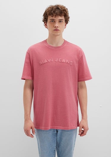  Mavi Mavi Jeans Baskılı Pembe Tişört Loose Fit / Bol Rahat Kesim 0612953-71079