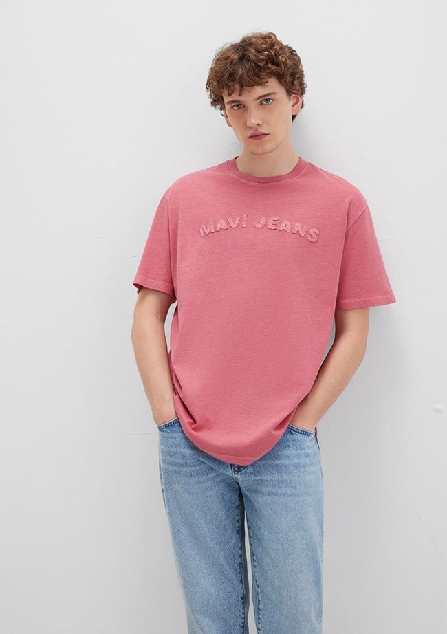  Mavi Mavi Jeans Baskılı Pembe Tişört Loose Fit / Bol Rahat Kesim 0612953-71079