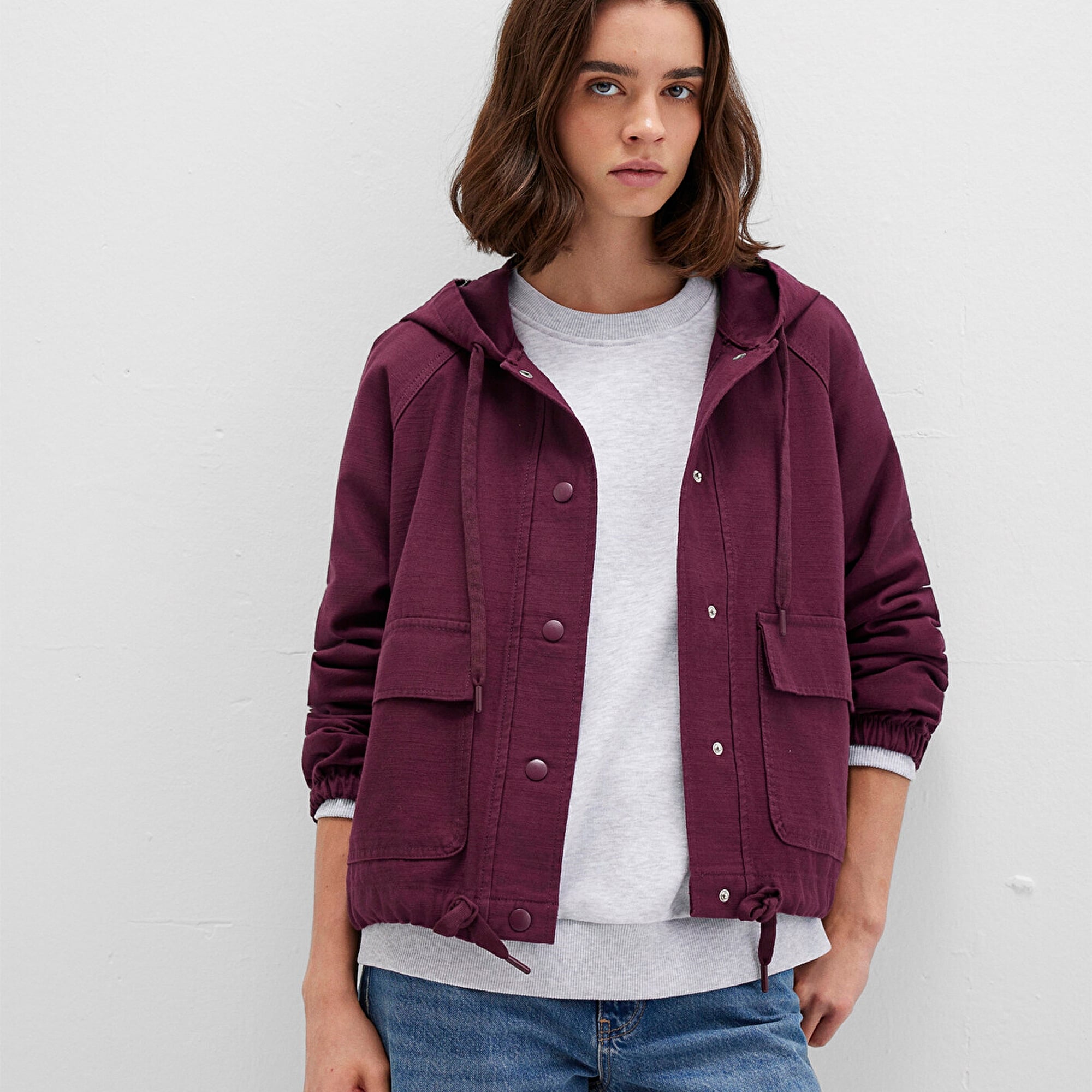 Mavi Kapüşonlu Bordo Ceket Regular Fit / Normal Kesim 110775-87830