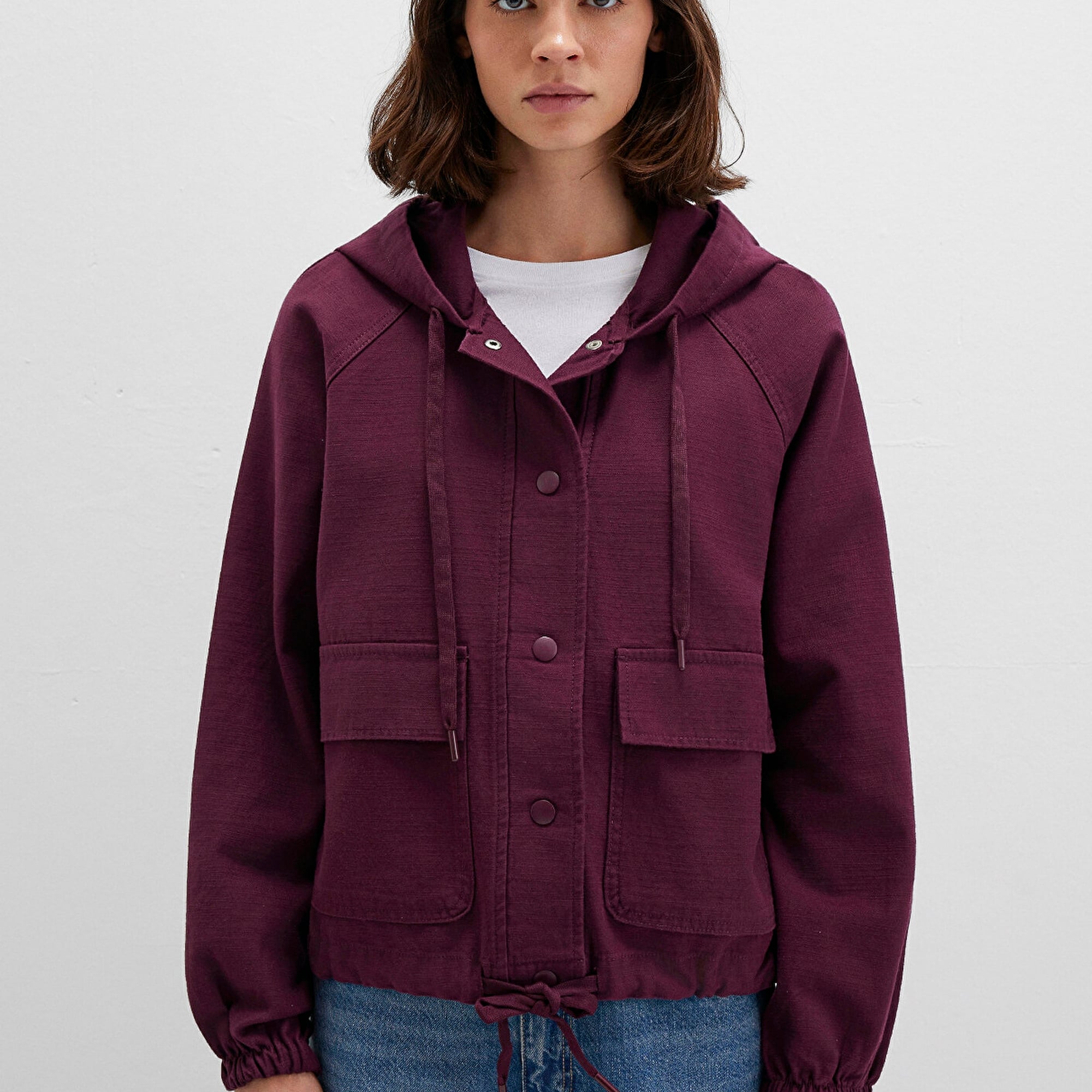 Mavi Kapüşonlu Bordo Ceket Regular Fit / Normal Kesim 110775-87830