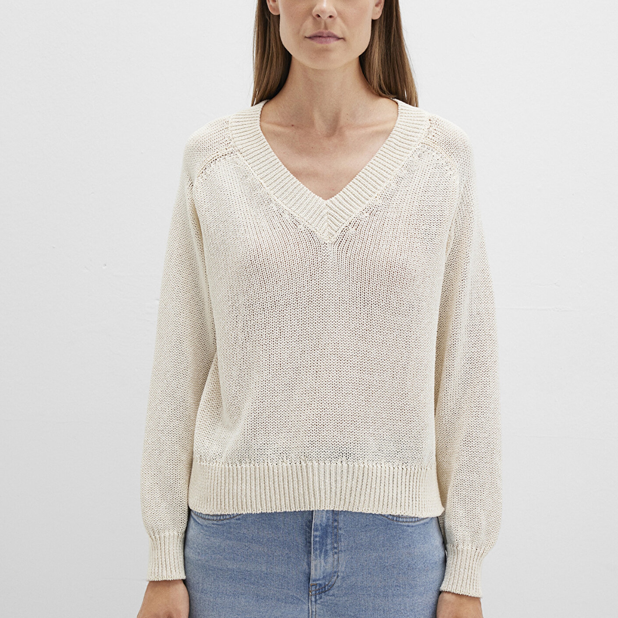 Mavi Ekru Kazak Loose Fit / Bol Rahat Kesim 1710696-70068