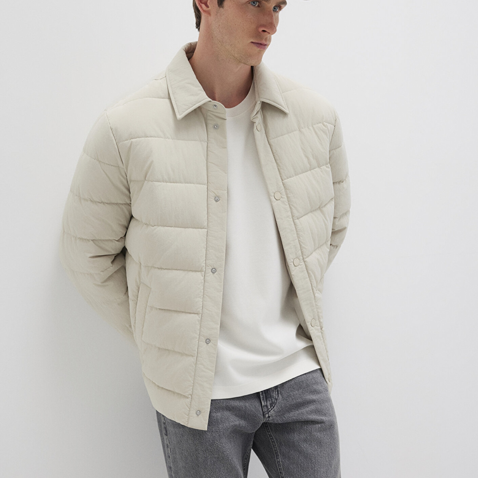 Mavi Bej Şişme Mont 0110599-70144