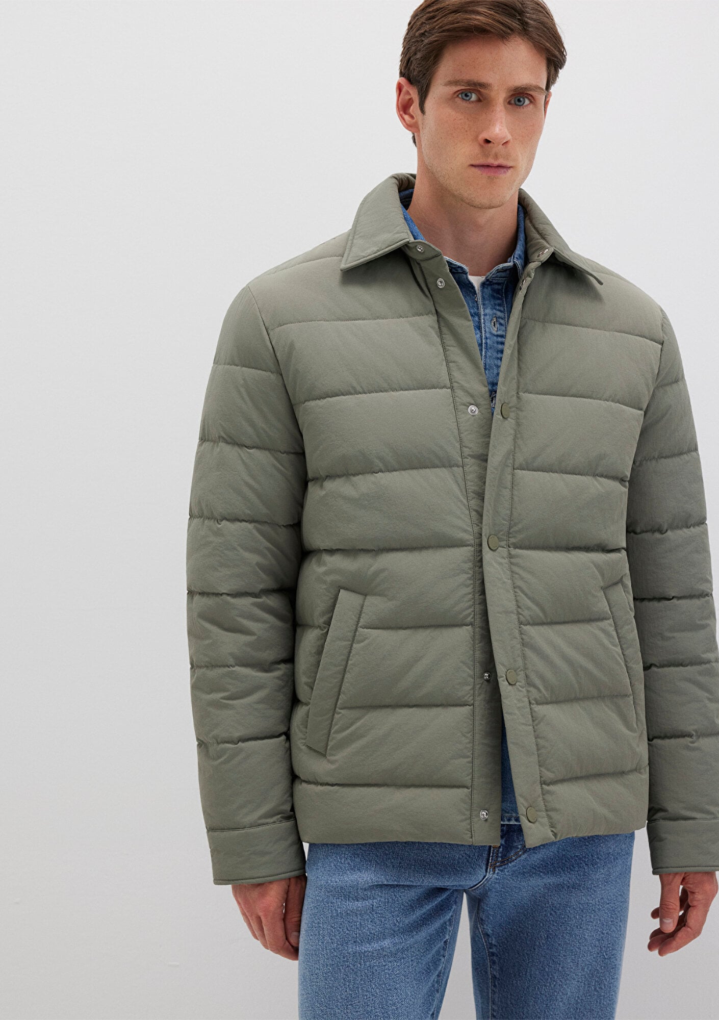  Mavi Yeşil Şişme Mont 0110599-85485